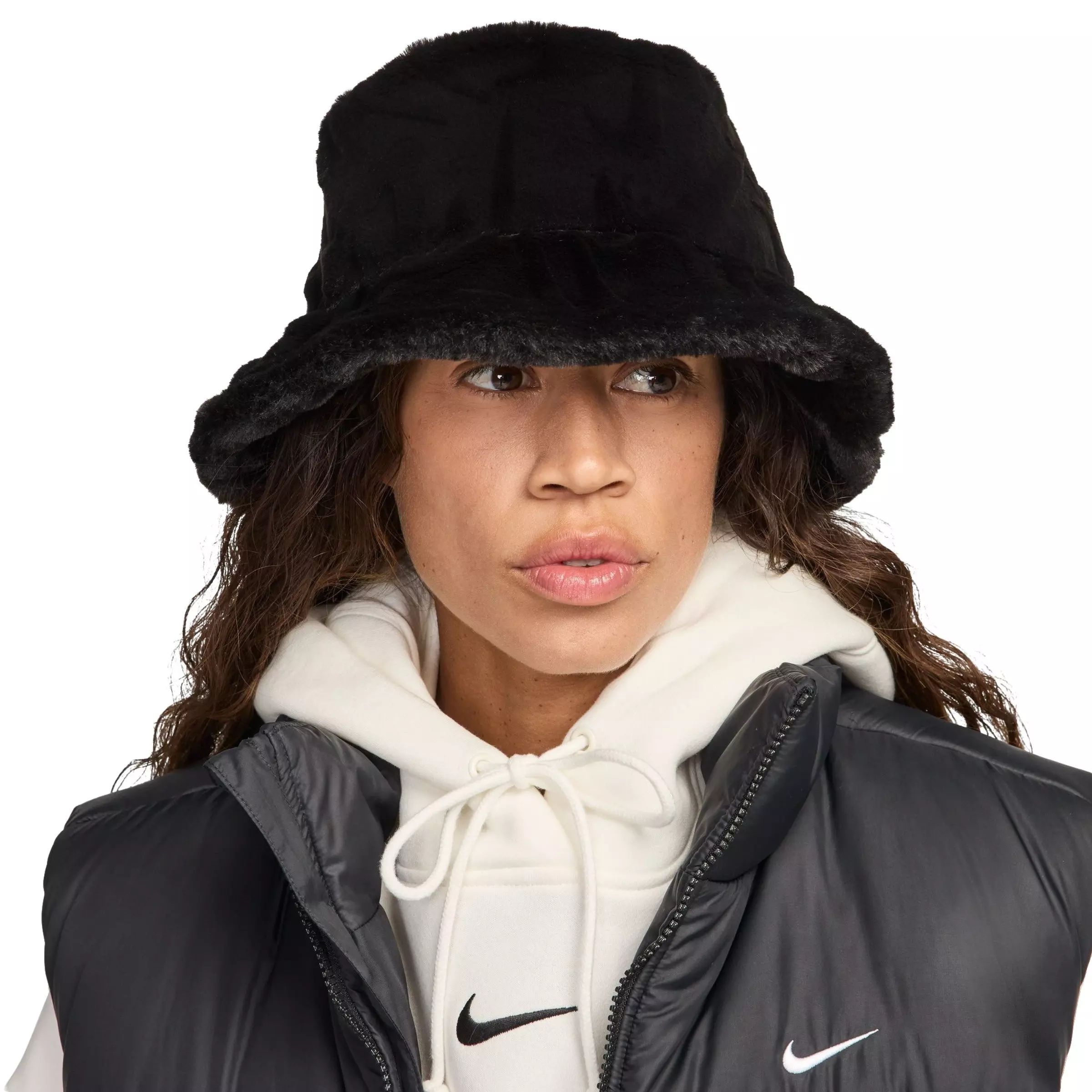 Nike Faux Fur Bucket Hat-Black